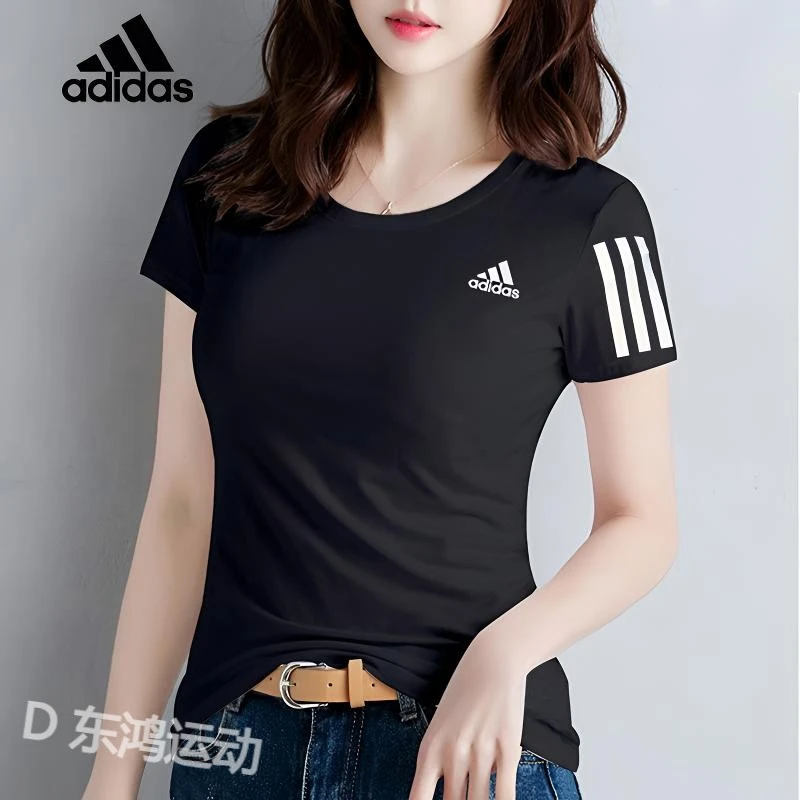 adidas/阿迪达斯夏季女子速干透气健身训练运动休闲短袖女t恤圆领
