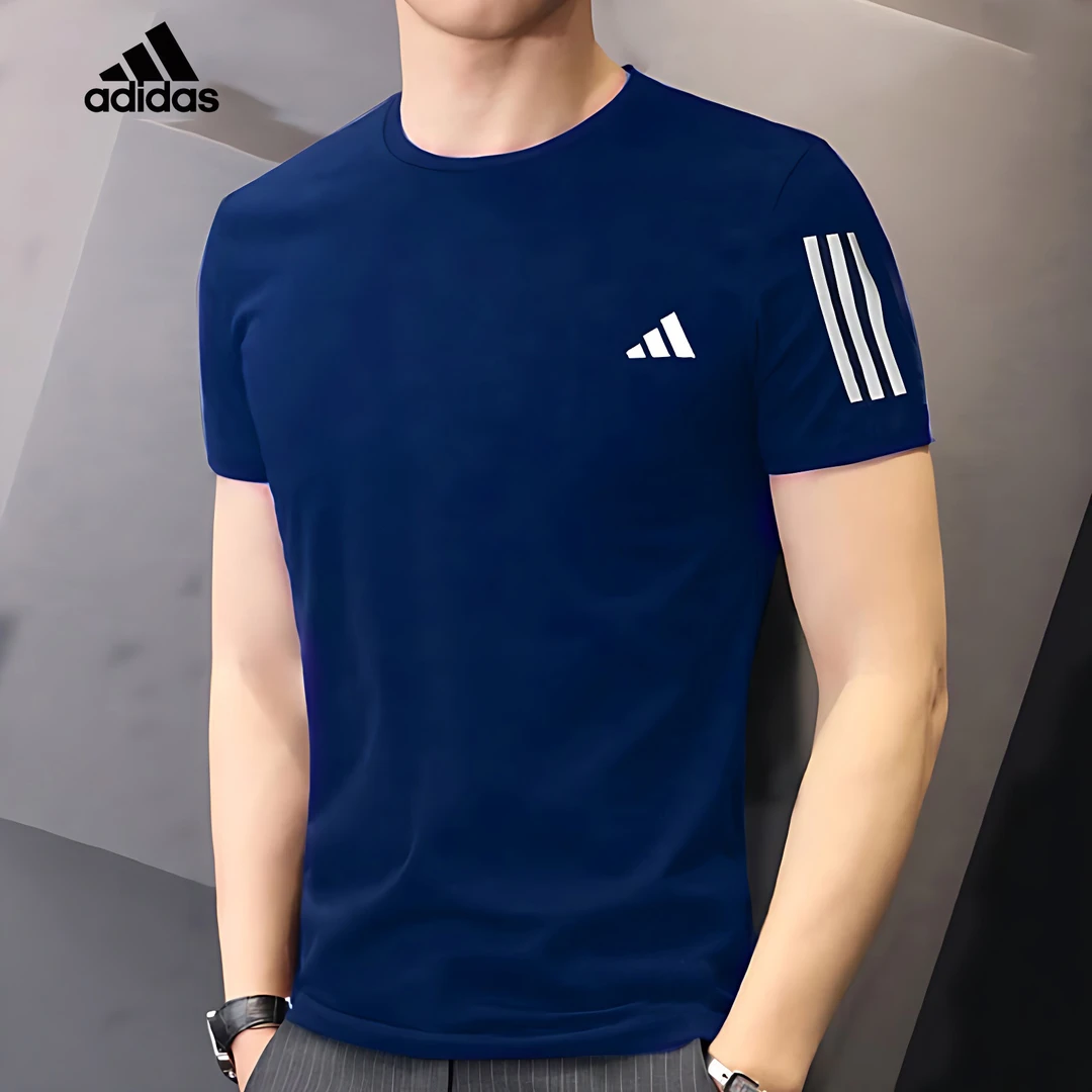 adidas/阿迪达斯纯色短袖男夏季速干健身衣透气训练圆领运动服t恤