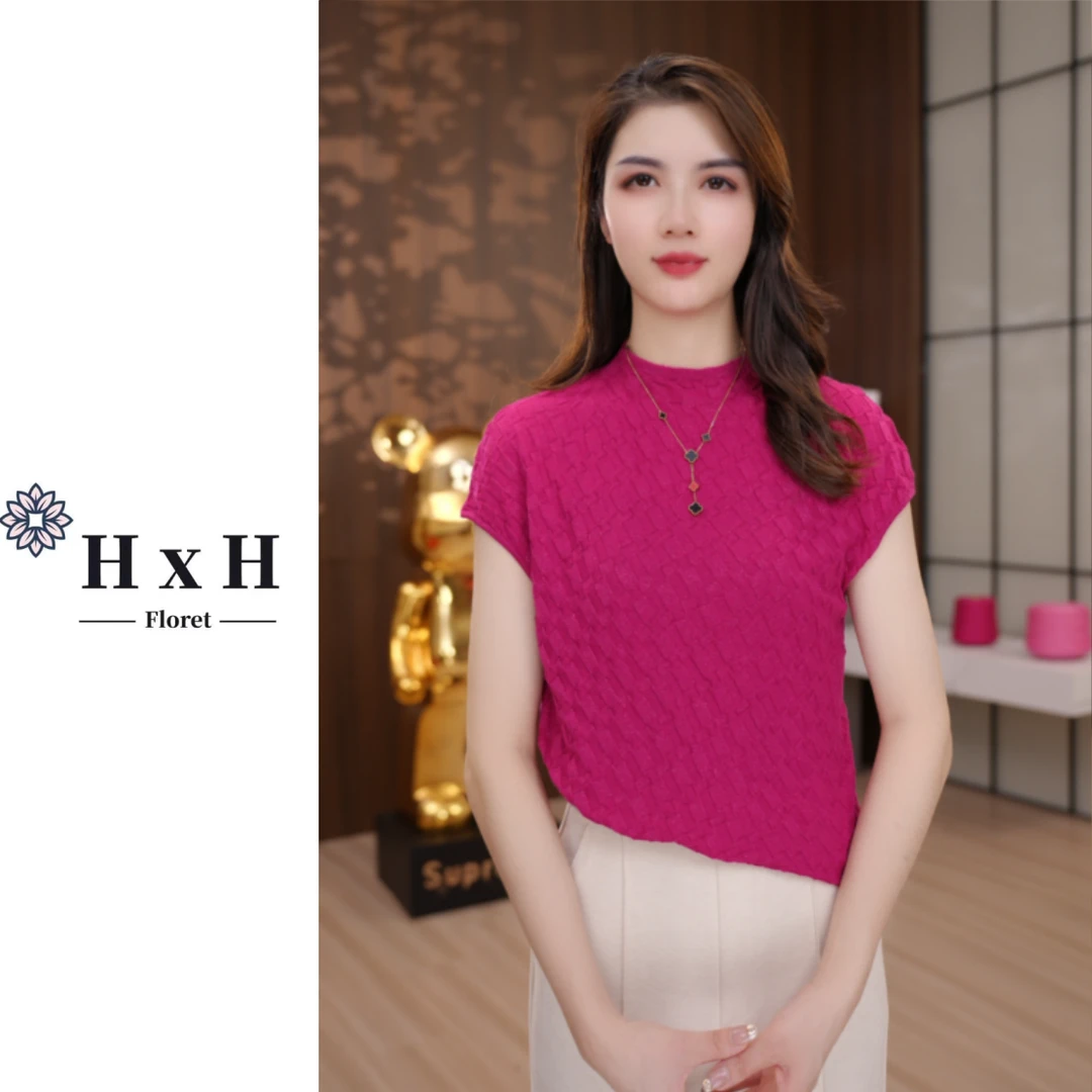 【花小花】D656华夫格~秋冬女士包肩袖半高领精纺绵羊毛针织衫08301