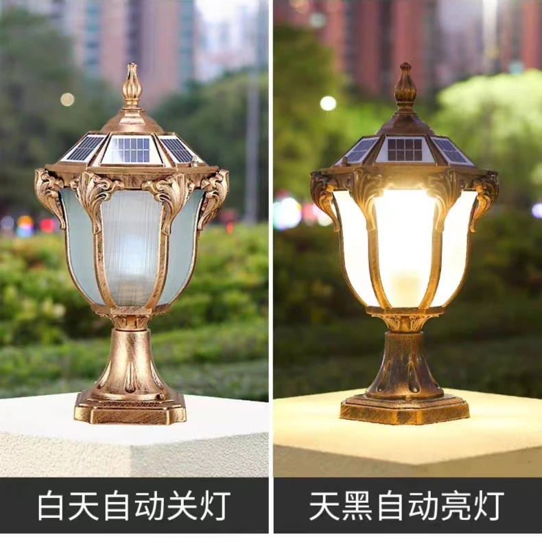 免布线欧式花蝴蝶景观围墙柱头灯庭院墙头门柱室外别墅复古花园