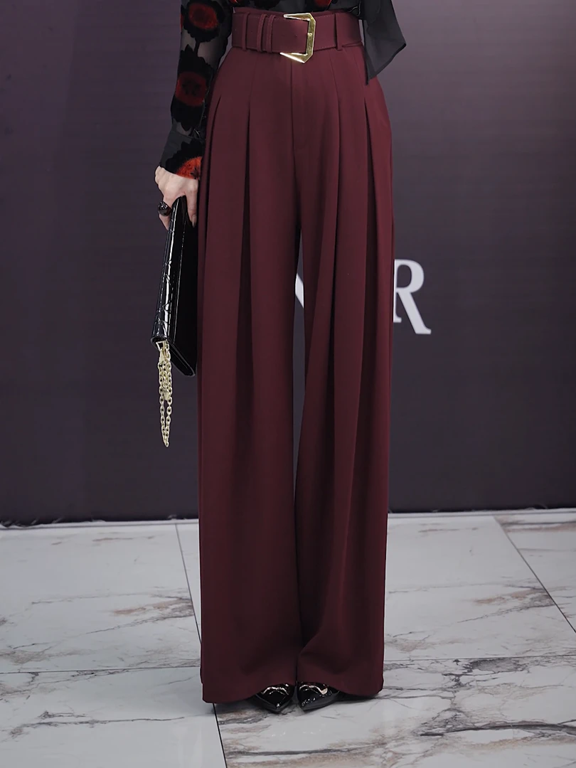 【MINERFUSHI】原创设计款时尚百搭高腰显瘦大扣皮带阔腿裤