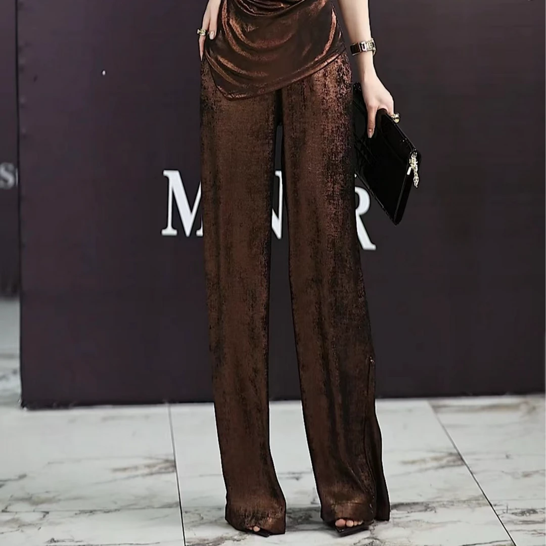 【MINERFUSHI】小众设计款中高腰古铜色百搭显瘦直筒裤