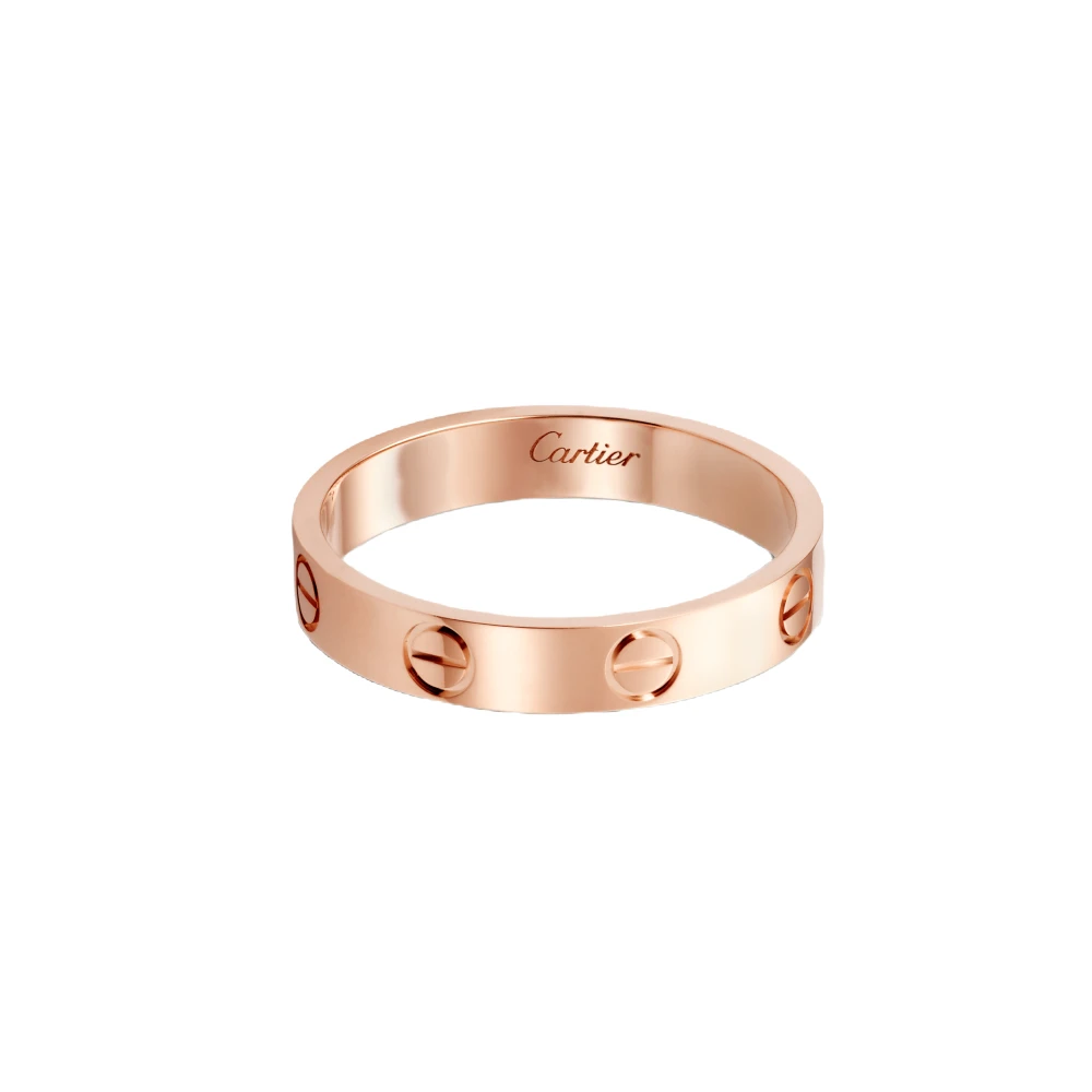 99新 Cartier/卡地亚 18k玫瑰金 love窄版无钻戒指+宽版无钻戒指
