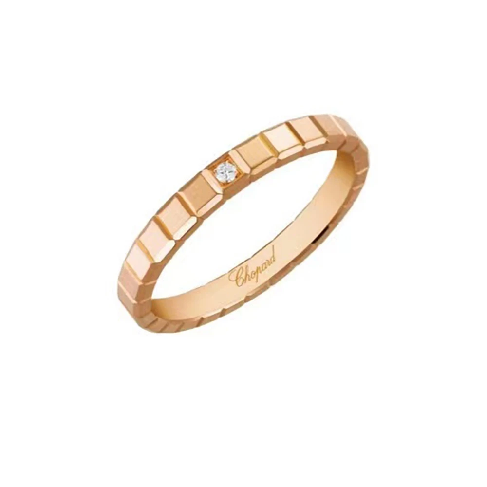 99新 Chopard/萧邦  ice cube18k金  单钻   窄版戒指