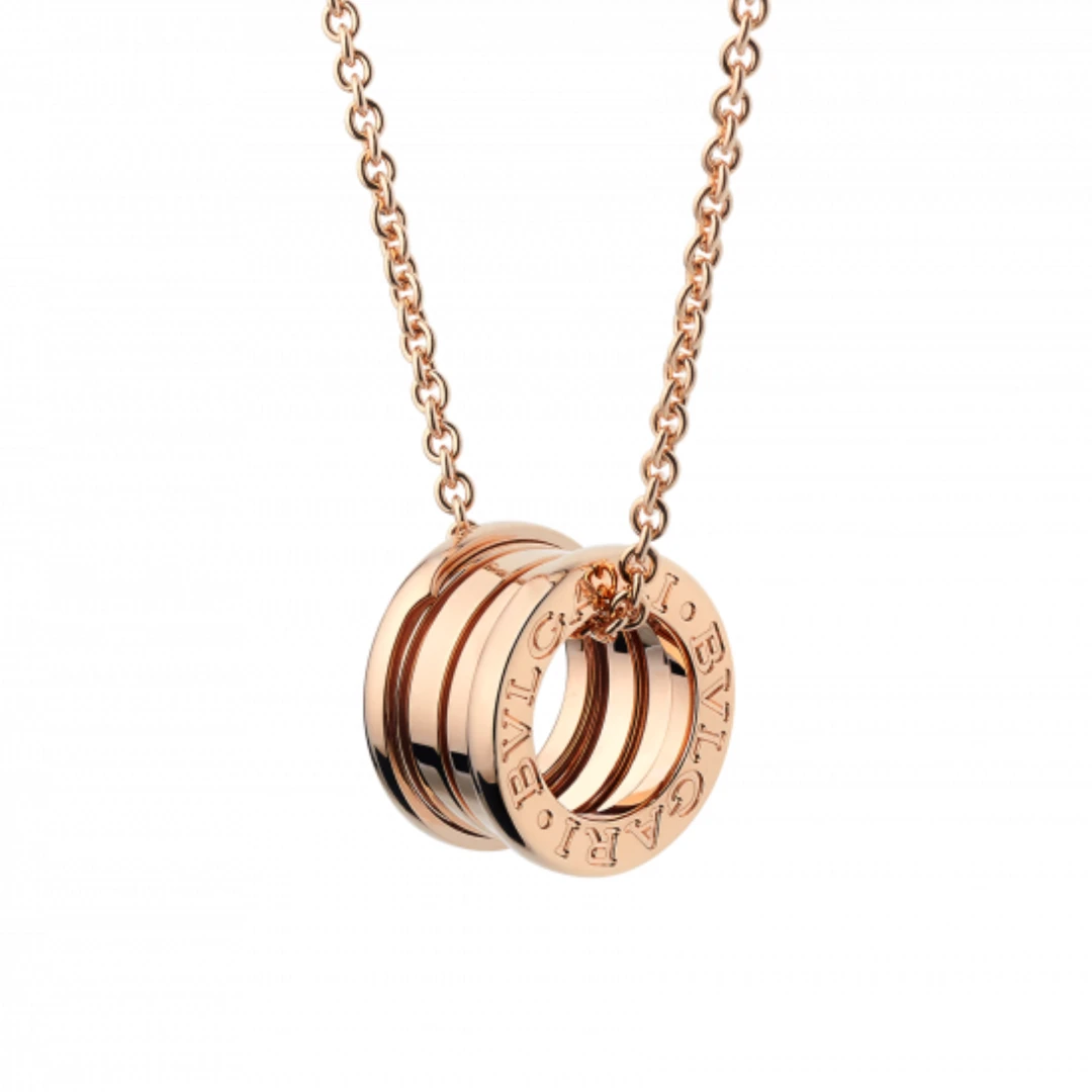 99新 BVLGARI/宝格丽 18k玫瑰 金b-zero1系列经典蛮腰弹簧项链