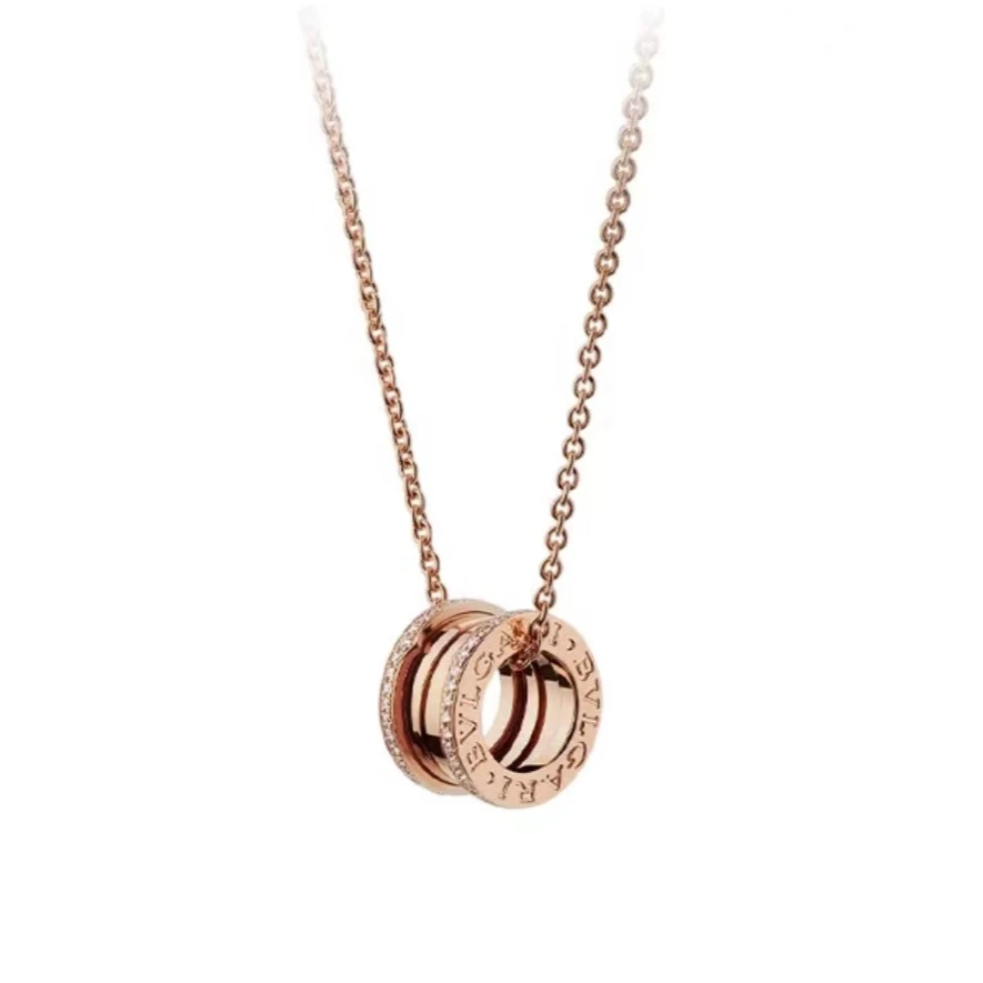 99新 BVLGARI/宝格丽 18k玫瑰金b·zero1弹簧边钻项链粗链款式