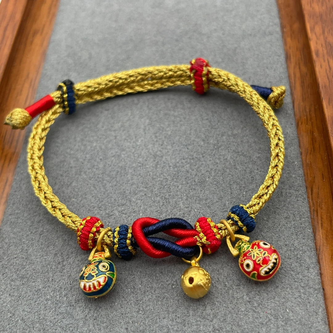 足金999吞金兽黄金转运珠手链男女款宝宝编织本命年手绳