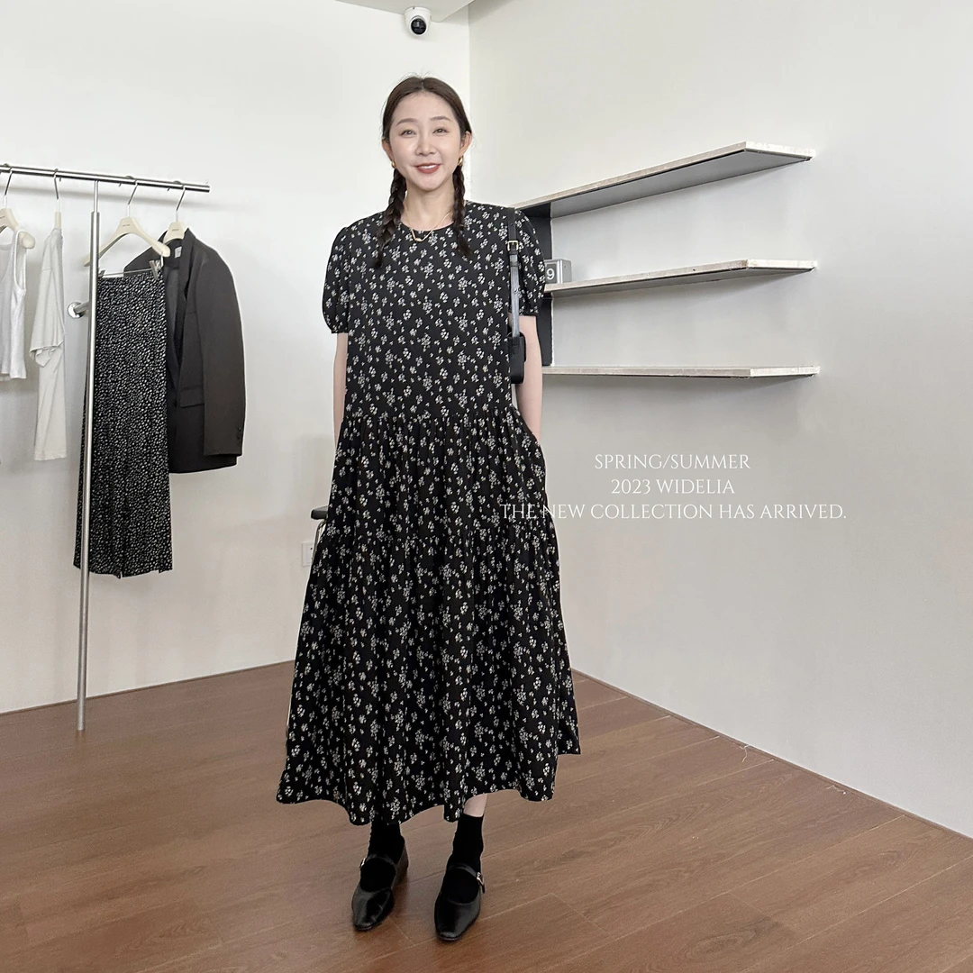 widelia陈魅儿2025秋冬新款  宽松法式小众短袖碎花连衣裙 717323