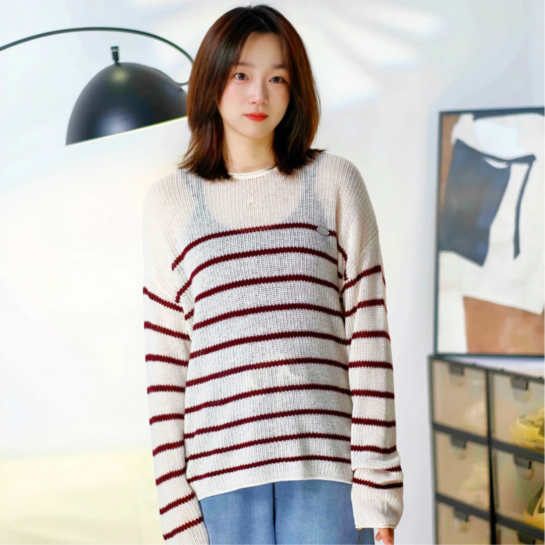【小蒋家】美丽诺羊毛条纹套头衫