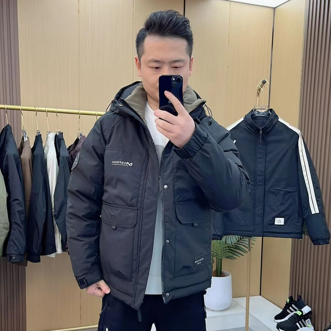 冬季上新工装风宽松保暖帅气大口袋连帽抗风加棉加厚保暖大棉服92