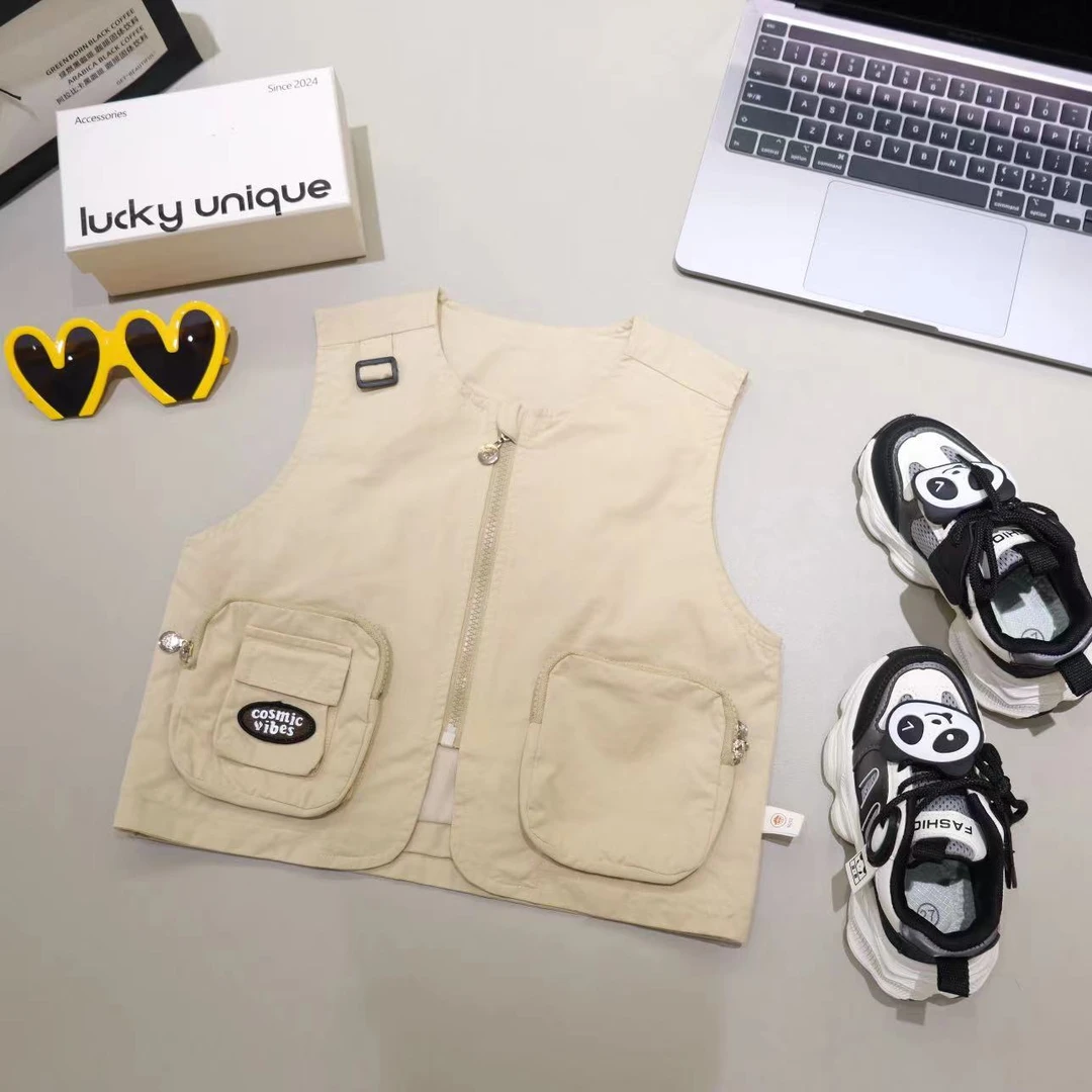 胡子头春秋男宝韩版潮酷大口袋工装马甲H1392