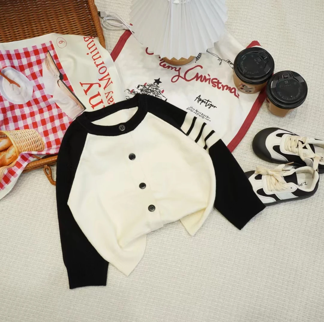 胡子头春秋男宝韩版洋气拼色叉肩开衫XM010