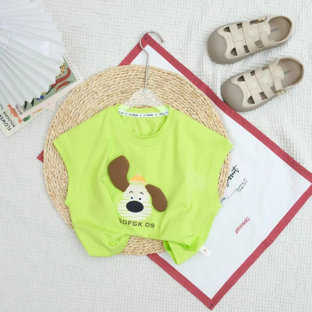 胡子头夏季男宝韩版卡通立体小狗无袖背心H-1175