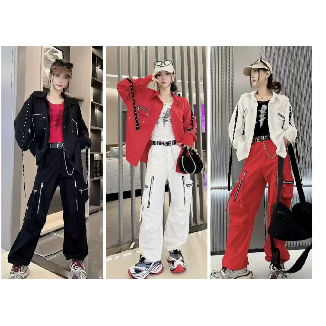 1179款安琪纱工装拉链衬衣1175款中厚斜纹水洗棉工装裤