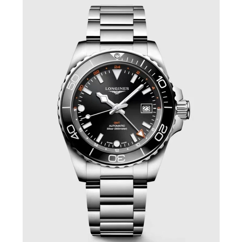 99新 Longines/浪琴 浪琴 L3.890.4.56.6/康卡斯潜水双时区GMT