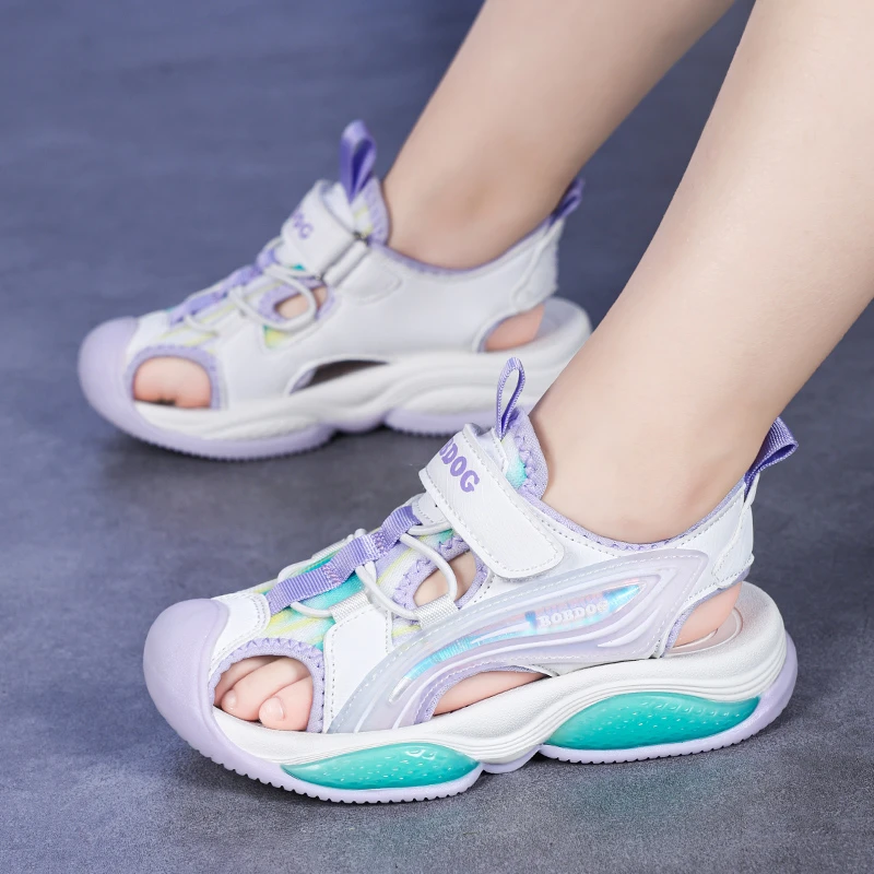 巴布豆童鞋夏季男女童防滑软底凉鞋中大童沙滩鞋儿童包头防踢凉鞋