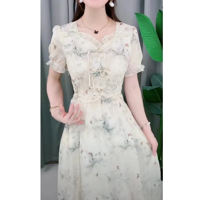 YS-24A93-4   夏季洋气时尚复古收腰设计感修身女装连衣裙