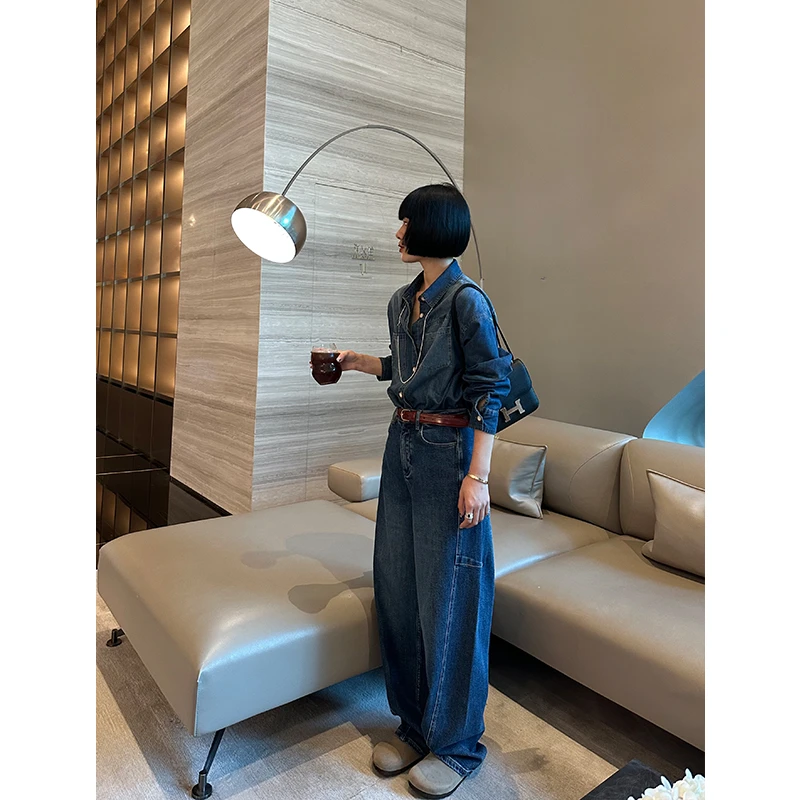 BUUYIE  2024小众设计师版极简百搭牛仔衬衫外套 2470362