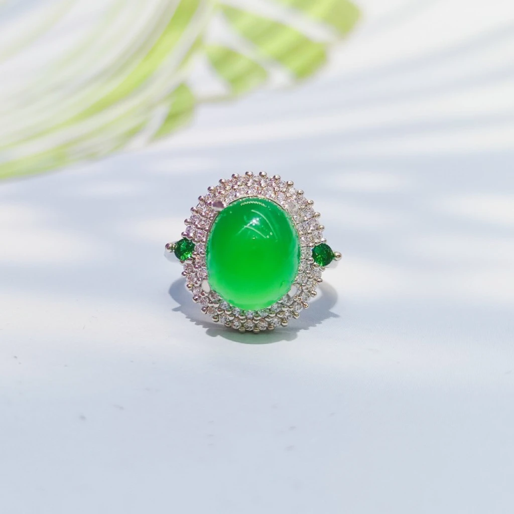 轻奢时尚绿色可调节戒指ZD0030