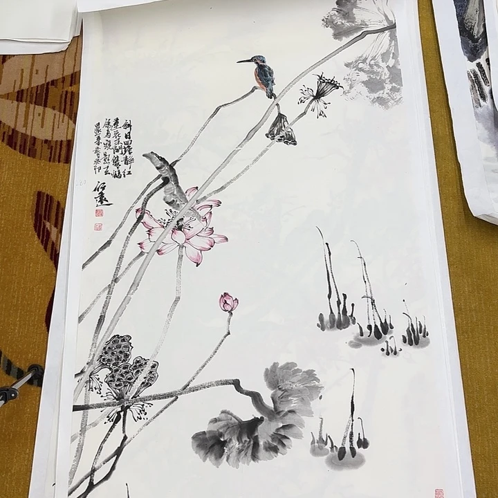 绘画花鸟的翅膀是白色和