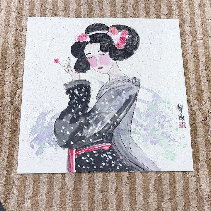 绘画花鸟的翅膀是白色和50.50