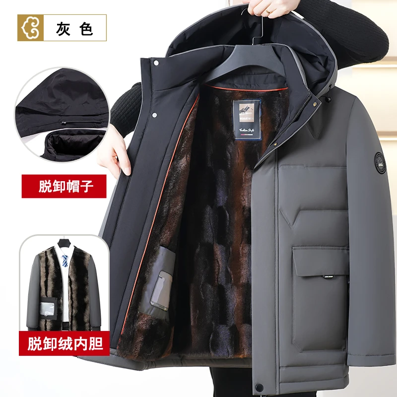 【保暖/可拆卸】新款加绒加厚中老年男士爸爸外套冬季休闲棉服2419