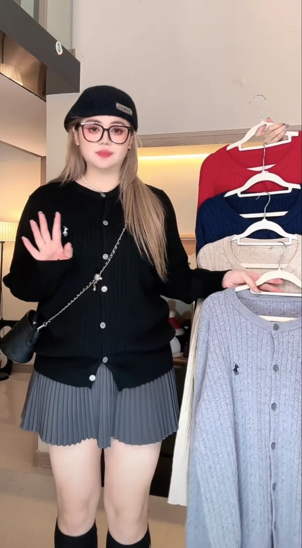 【小惠芝士】81126女装刺绣针织衫开衫女毛衣短外套外搭长袖上衣