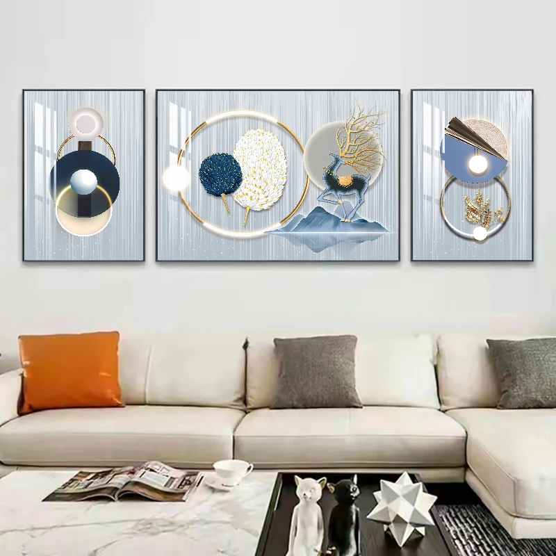 【福禄灵羽】客厅沙发背景挂画轻奢简约手工晶瓷现代装饰画艺术微喷