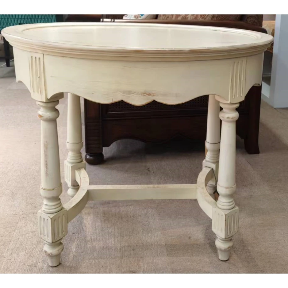 复古经典实木边几椭圆几