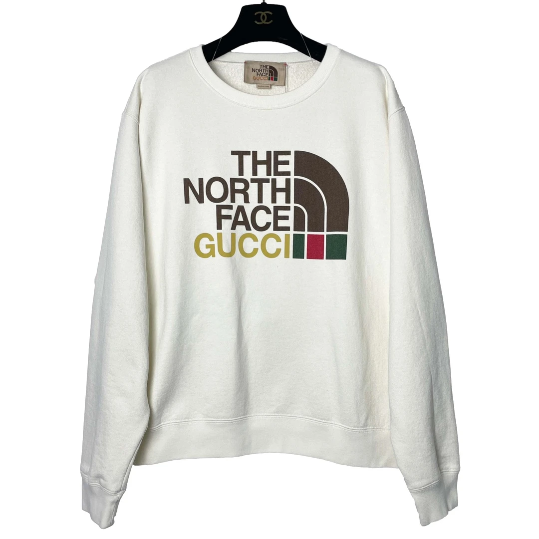 99新 GUCCI/古驰 春季圆领宽松休闲女款字母长袖白色卫衣 XS码