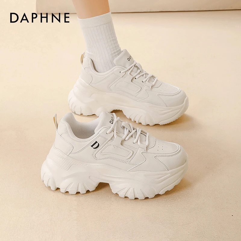 达芙妮白色老爹鞋女2025爆款春季厚底显脚小百搭高级感休闲运动鞋