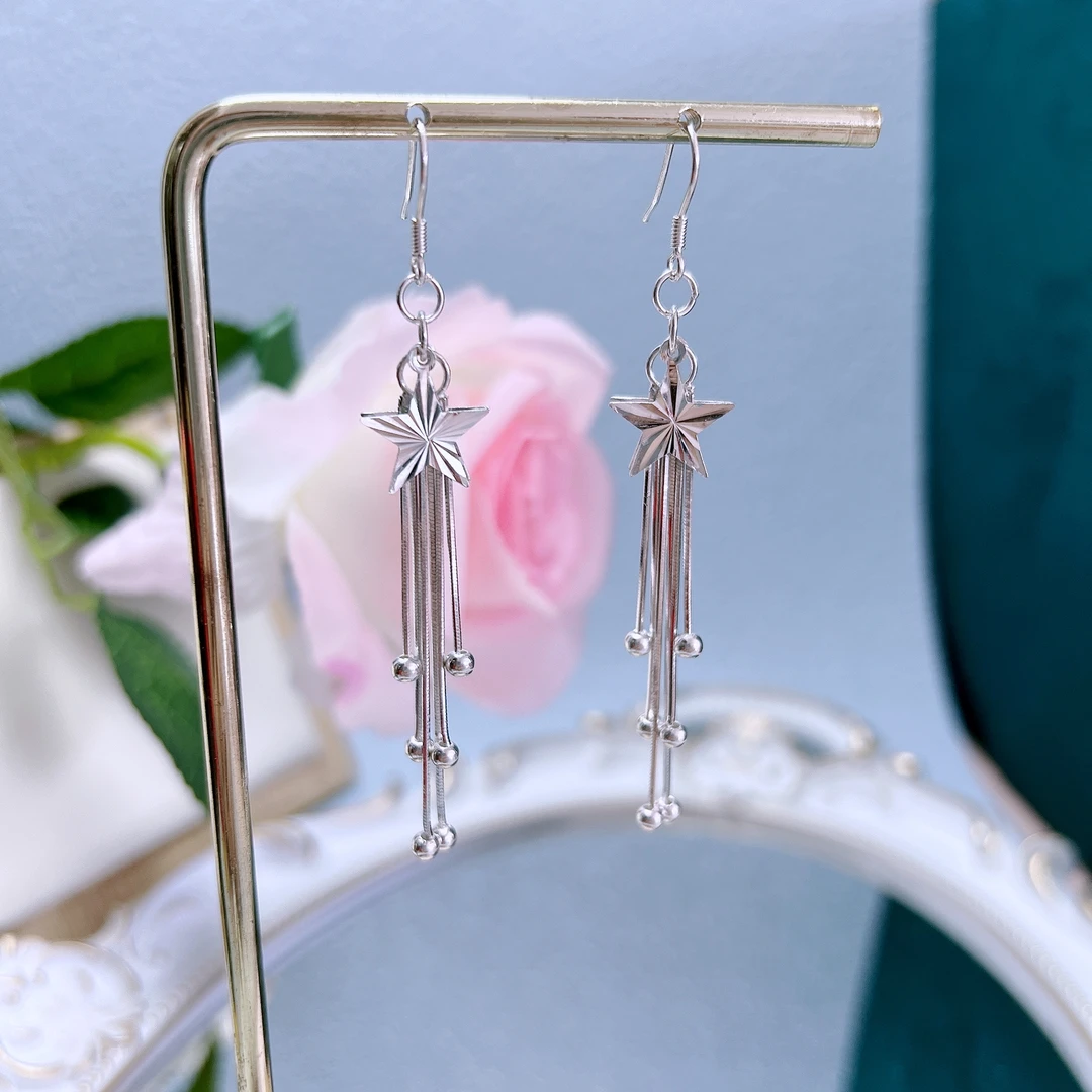 足银耳饰 足银流苏时尚气质款耳环长款精美百搭