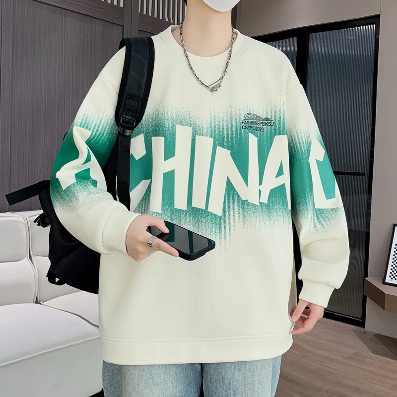 潮森罗秋季新款青少年初高男士潮流时尚百搭卫衣痞帅休闲港风印花