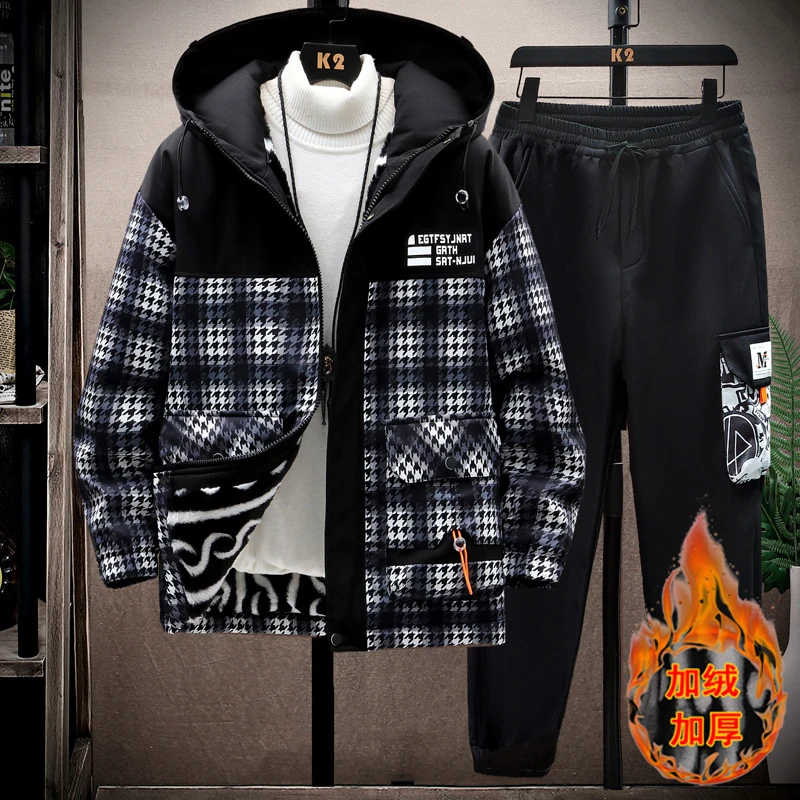 潮森罗青少年秋冬款潮流休闲套装帅气男士学生韩版外套春秋季套装