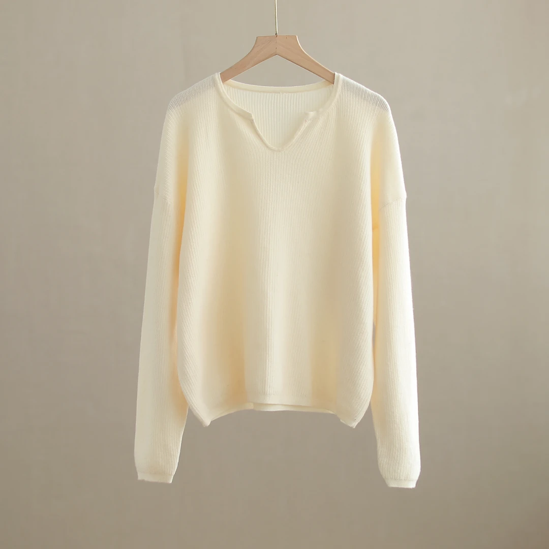 【纭季原创】衣长60 浅色气质慵懒风百搭宽松套头针织衫A2431