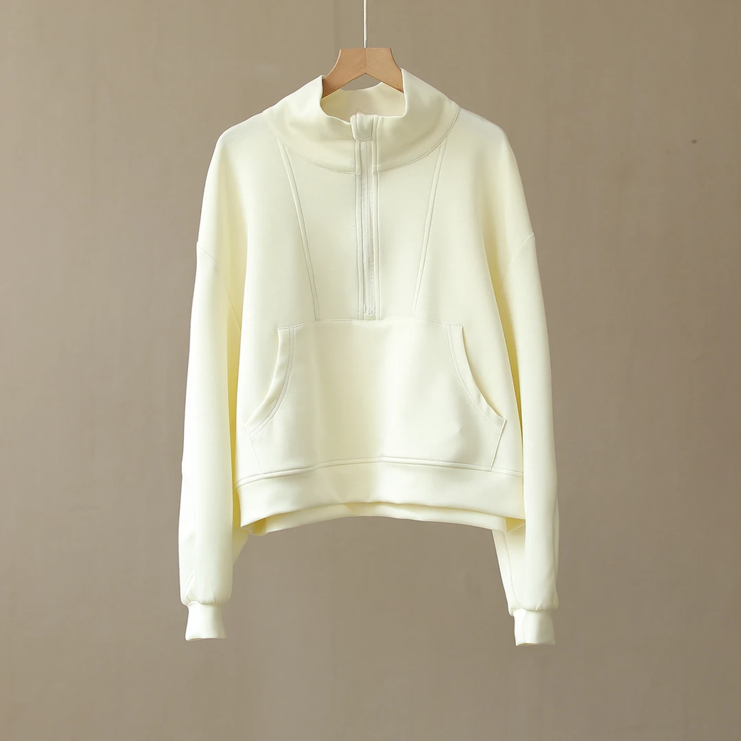 【纭季原创】衣长55 休闲文艺纯色百搭时尚减龄立领卫衣女D241224