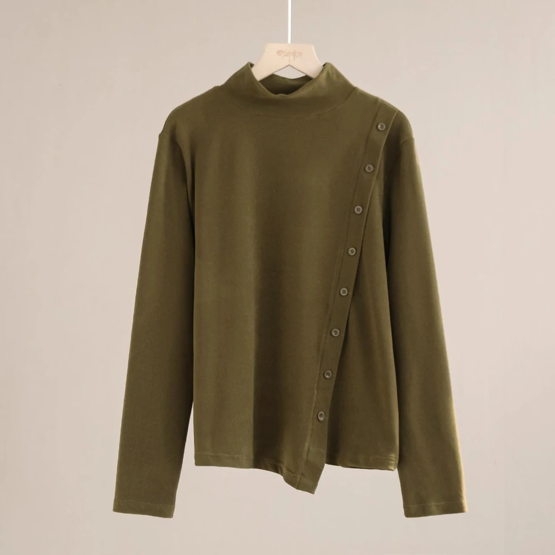 【纭季原创】衣长63新款休闲不规则纯色打底衫a2000