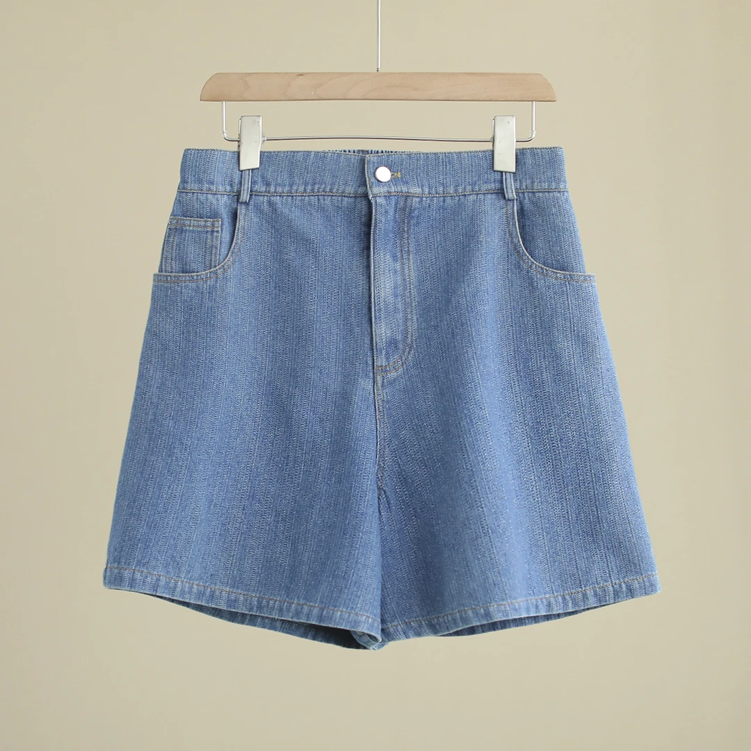 【纭季原创】裤长40-41 夏款百搭简约纯色松紧腰短裤D24668