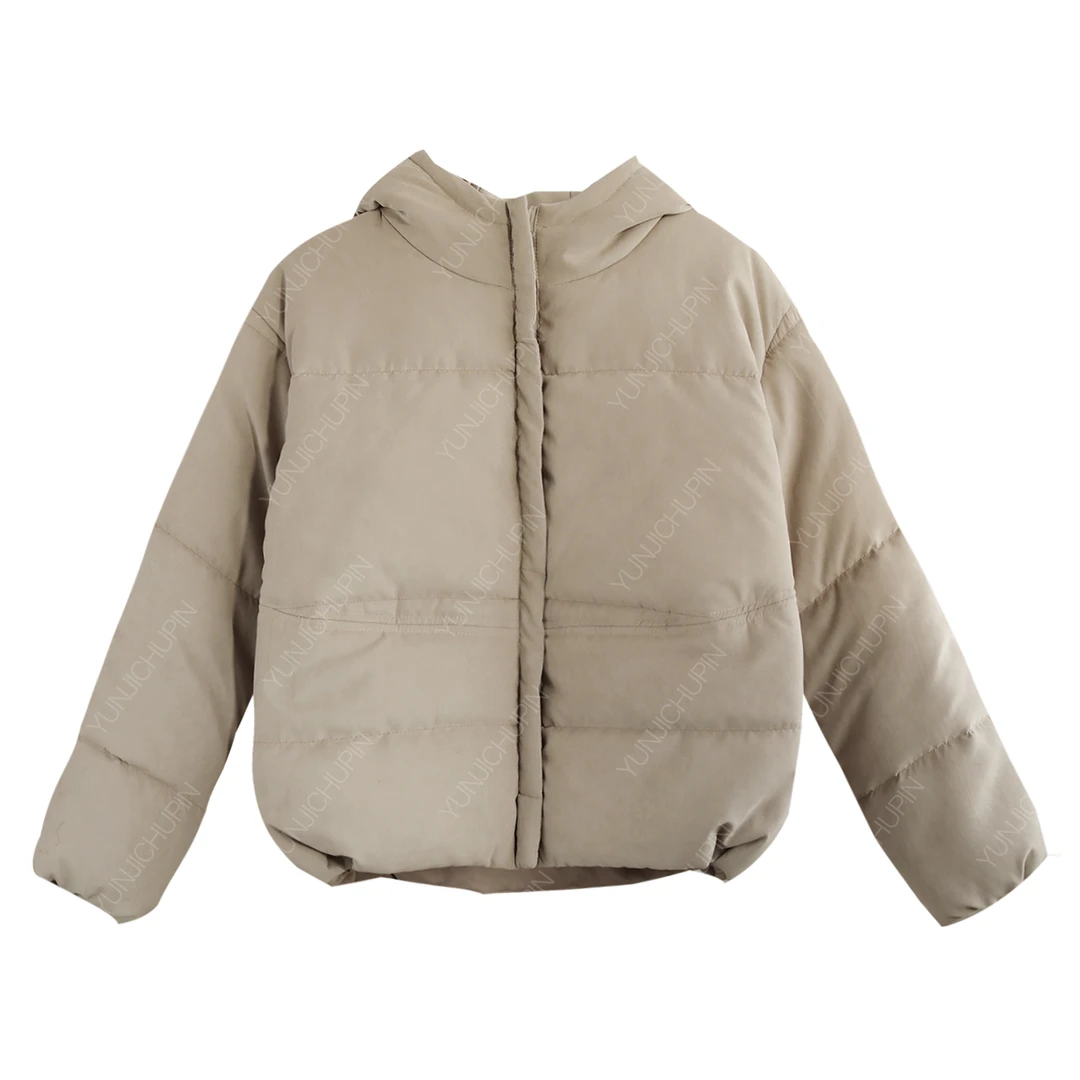 【纭裳定制】衣长57 文艺休闲冬季加厚龟背感纯色连帽棉服D241677