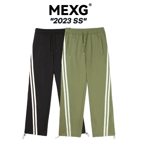 MEXG380g自省系列绣花面料普长裤直筒百搭宽松休闲裤男女同款