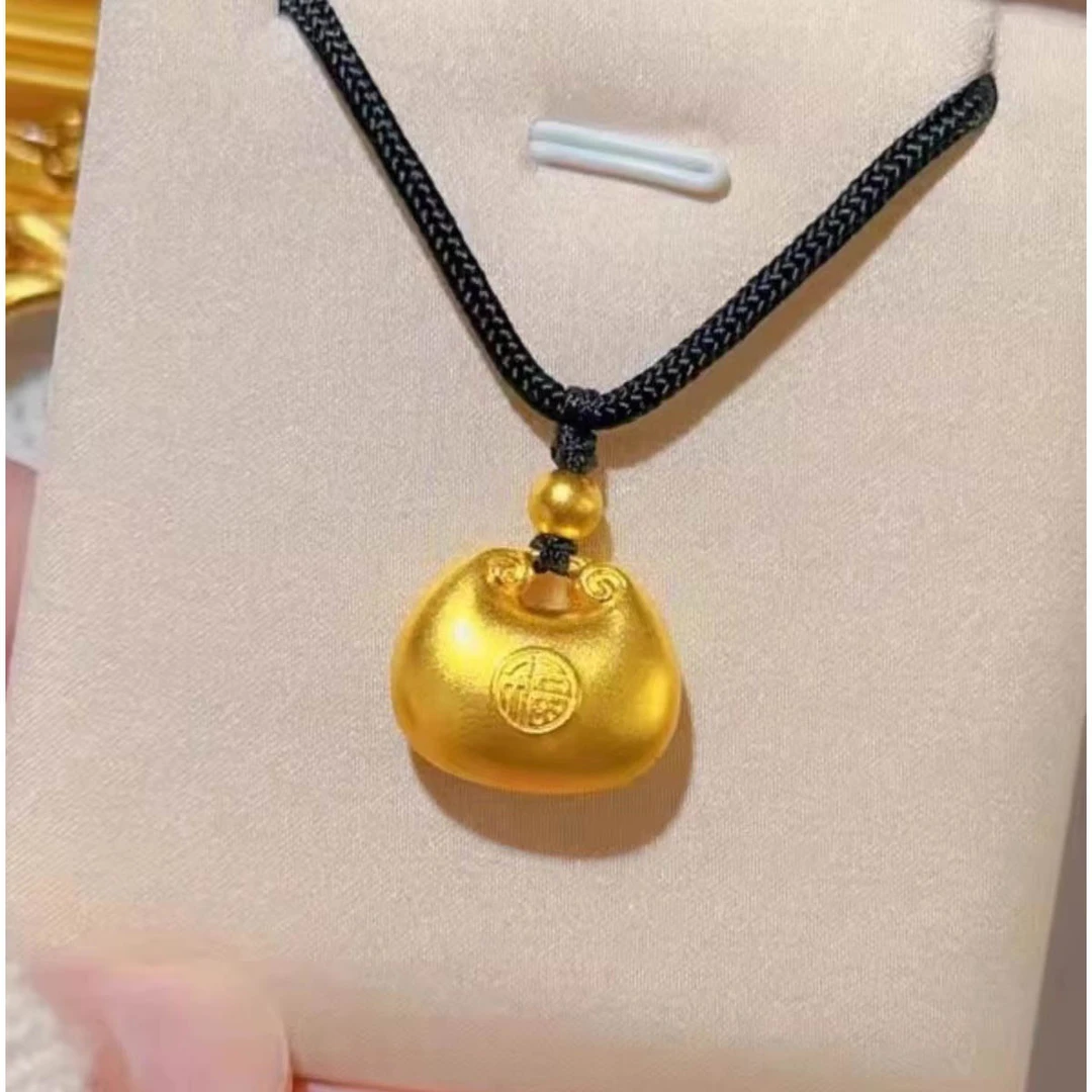 非金属布艺项链 小胖福金色平安锁项链女新中式古风饰品新款礼物