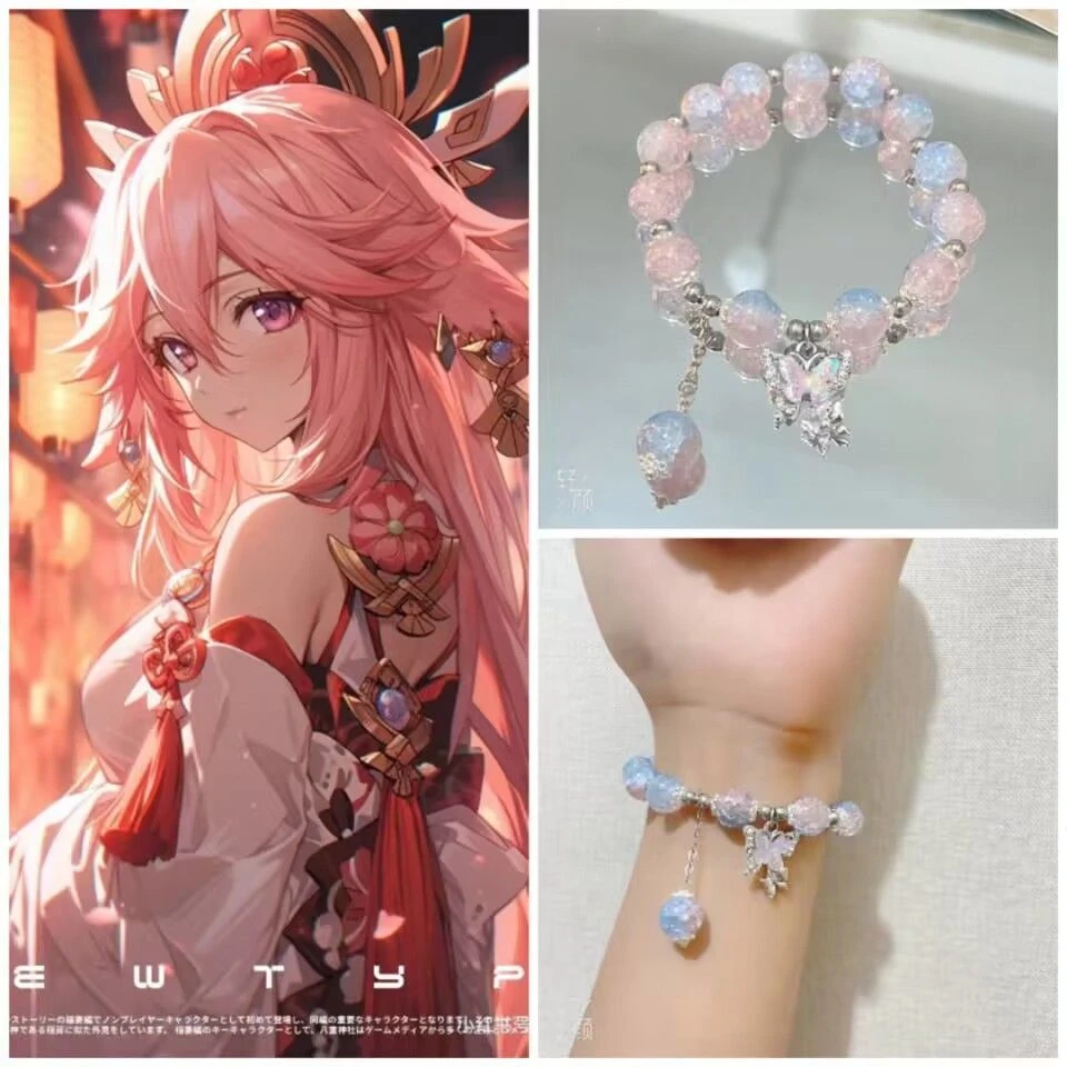 蝴蝶琉璃手链ins小众设计森系仙女甜美彩色手串简约百搭闺蜜饰品