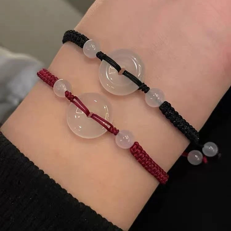 平安扣情侣编织手链非玉手绳女简约气质国风学生闺蜜甜美礼物饰品