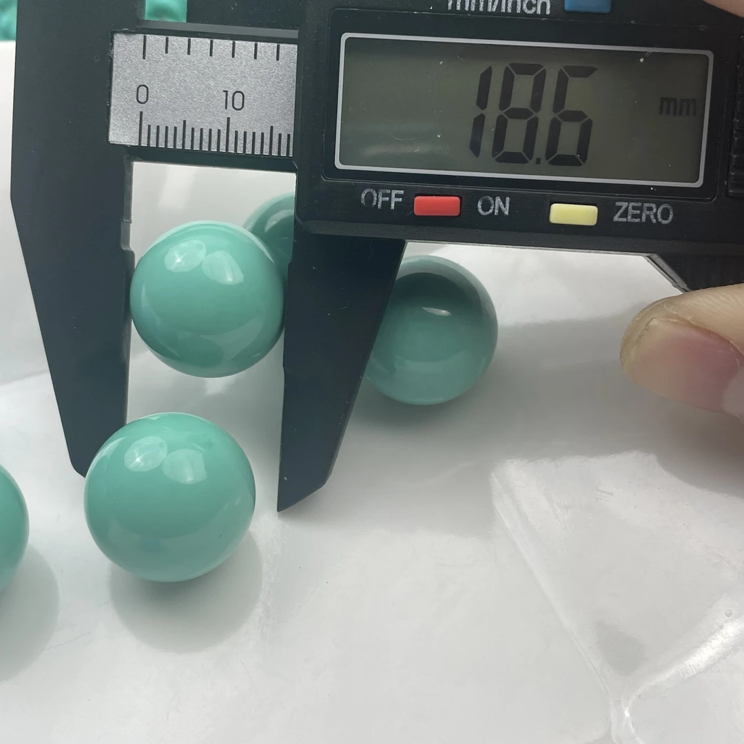 【人工处理】圆珠18mm＋湖北高瓷绿松石处理松石
