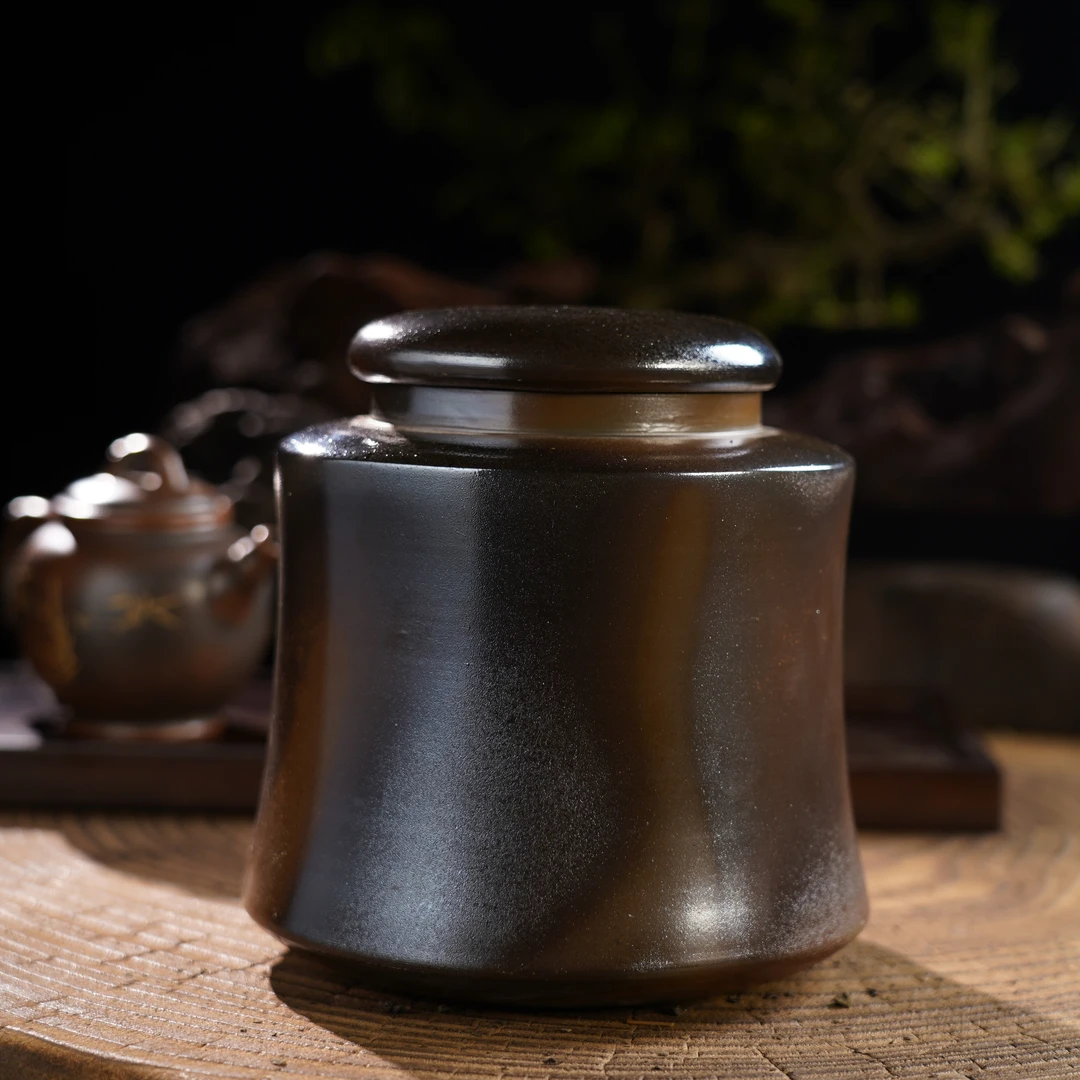 【八两-一斤装】本陶手作钦州坭兴陶柴烧茶叶罐醒茶（柴烧痕迹