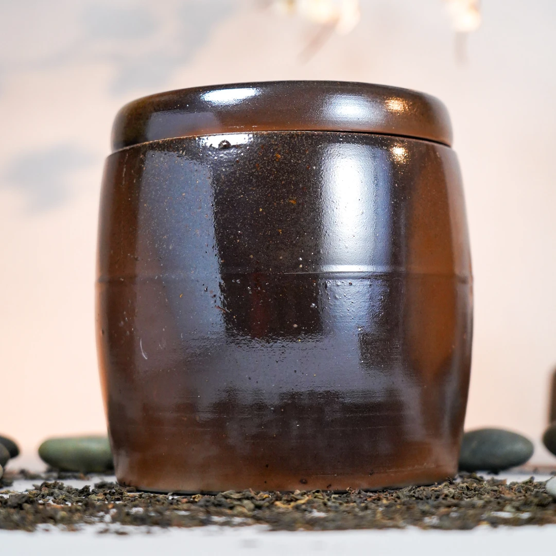 【柴烧天然大瑕疵】本陶手作钦州坭兴陶茶叶罐存茶罐 1斤装储存罐