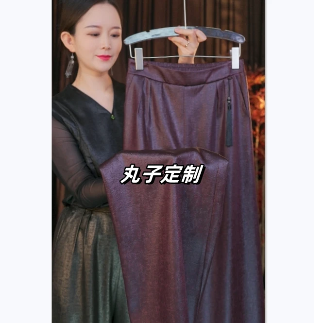 原创定制秋款油皮老料直筒阔腿裤F801