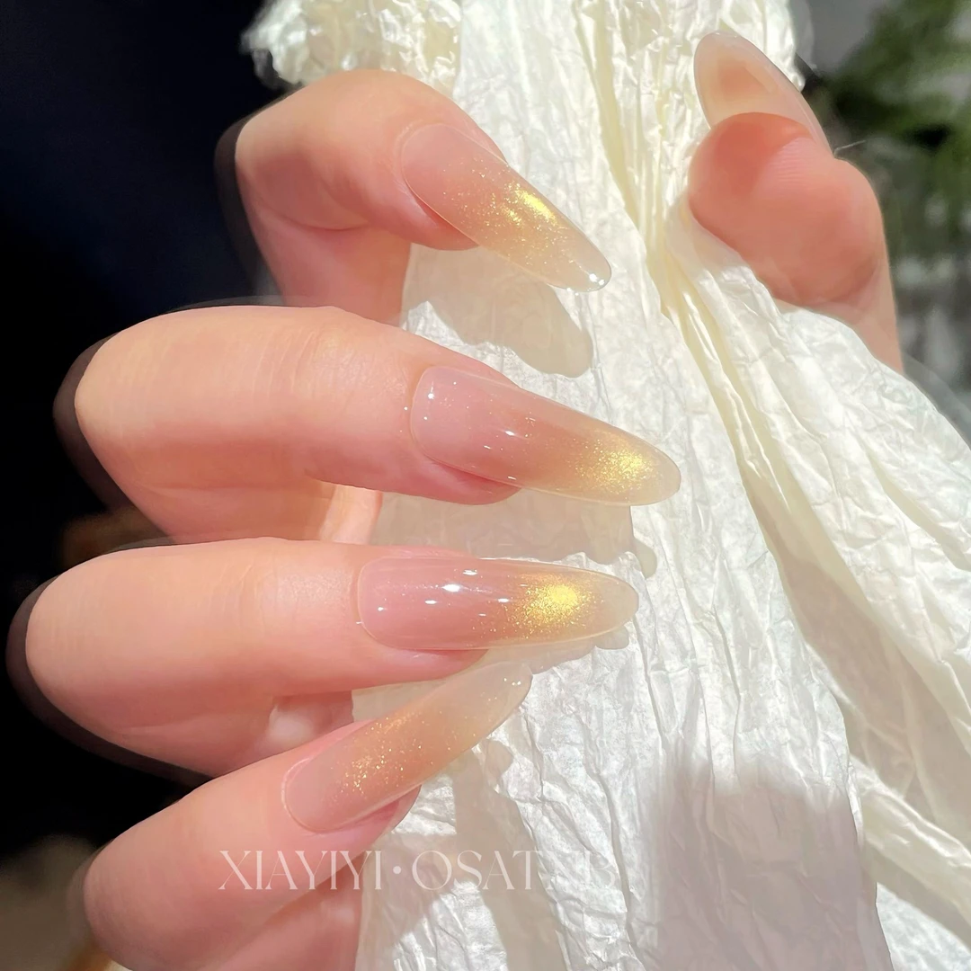 OSATNB「落日余晖」高级！玻璃珠猫眼手工穿戴甲10片装