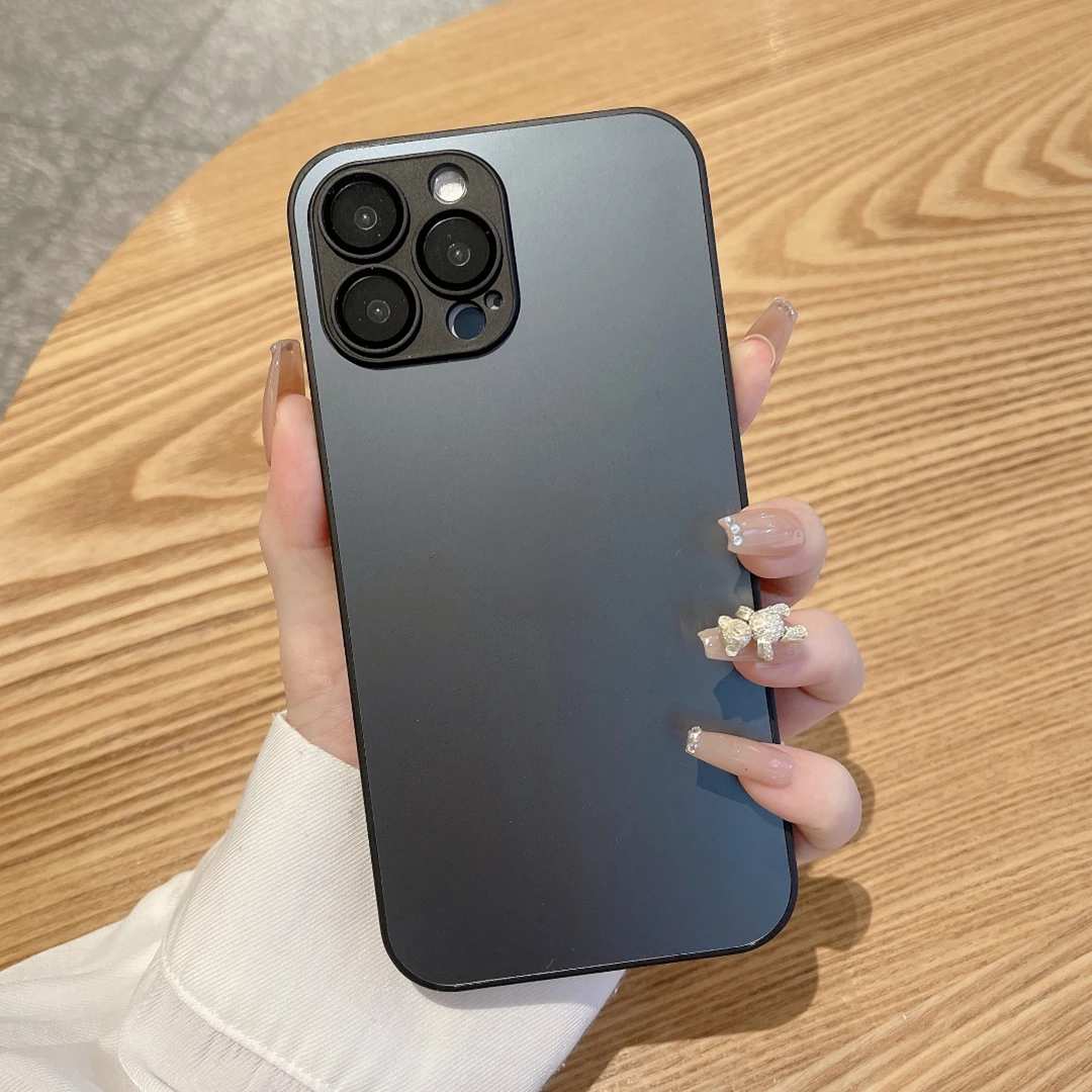 新款磨砂苹果14promax手机壳iphone13高奢PC11/12/14plus带镜头膜