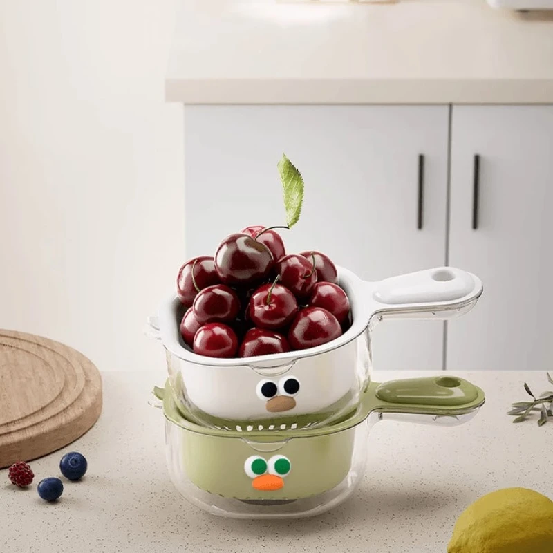 带手柄沥水篮双层水果盆洗菜盆厨房洗水果神器小果盆客厅水果篮子